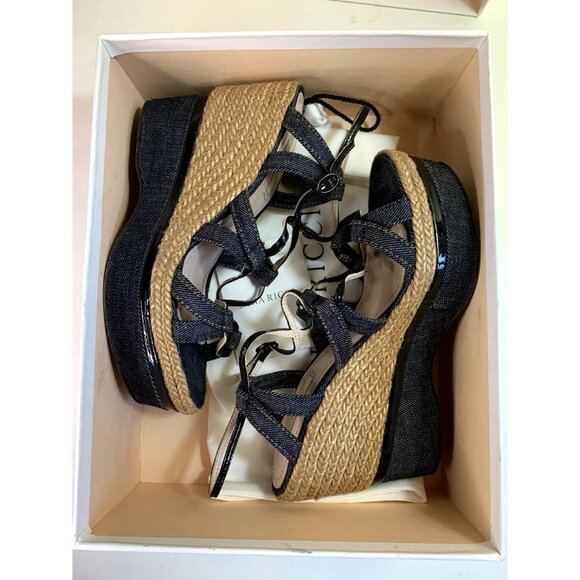 Nina Ricci Y2K Platform Wedge Espadrille Sandal Shoe Denim Size 37 / 6-7 - Picture 11 of 11